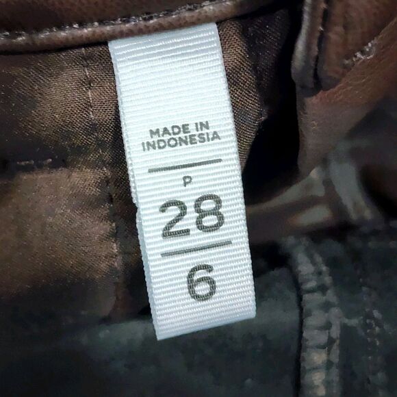 Made and loved LOFT Pants Women's Faux Leather Brown Size 6/28 Straight Leg - Picture 8 of 9